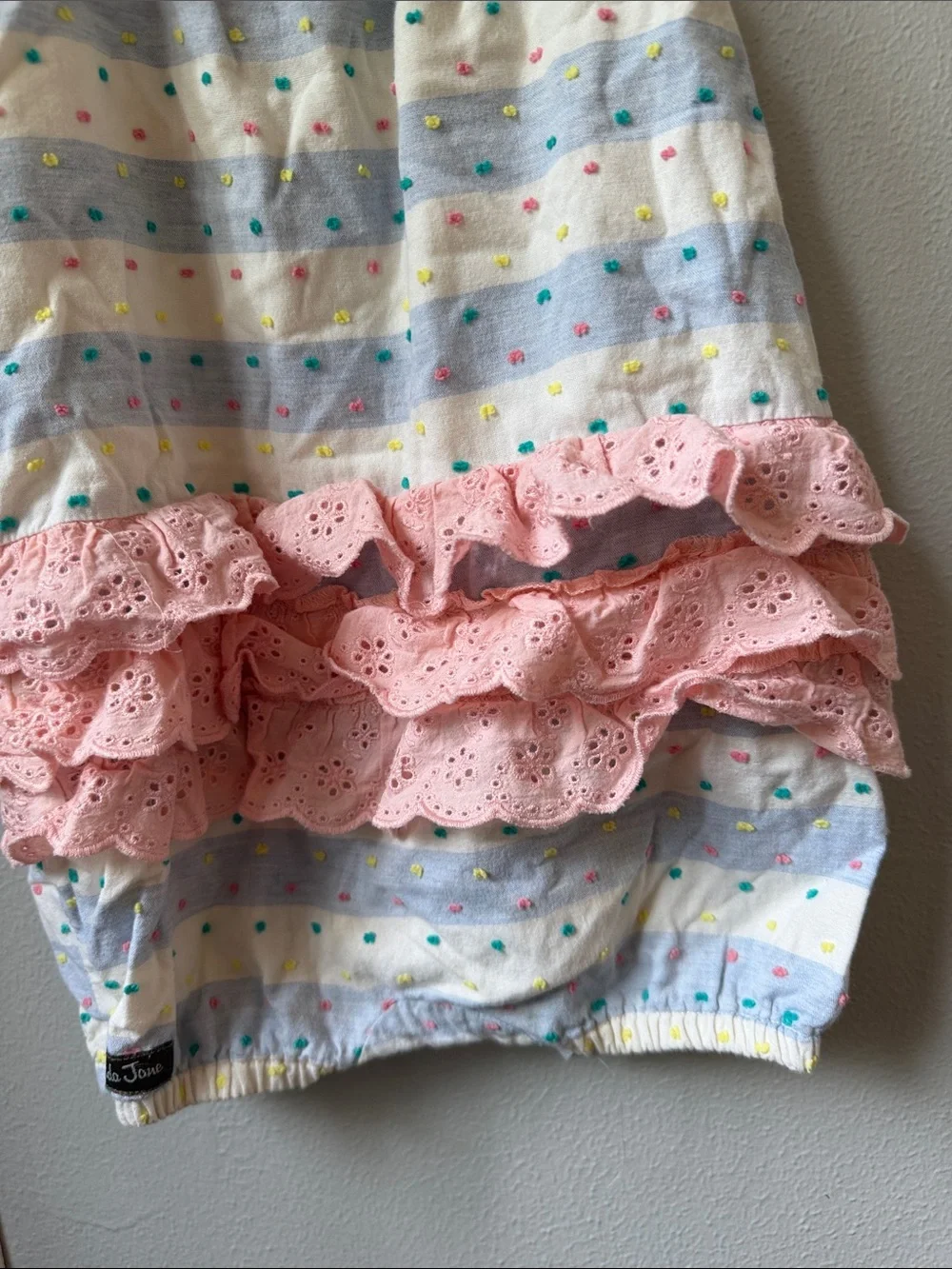 Matilda Jane White and Pink Dot Stripe Baby Bubble Romper
